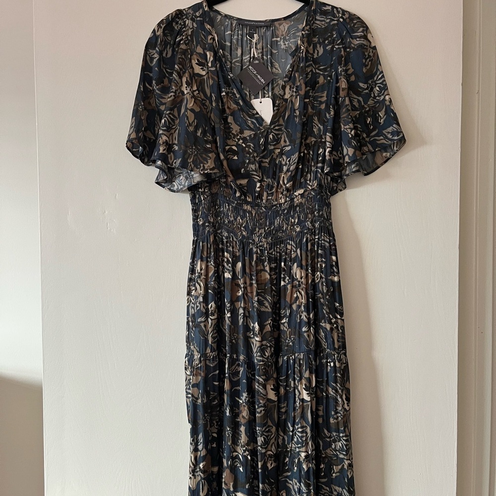 NWT Floral Midnight/Brown V-Neck Maxi Dress